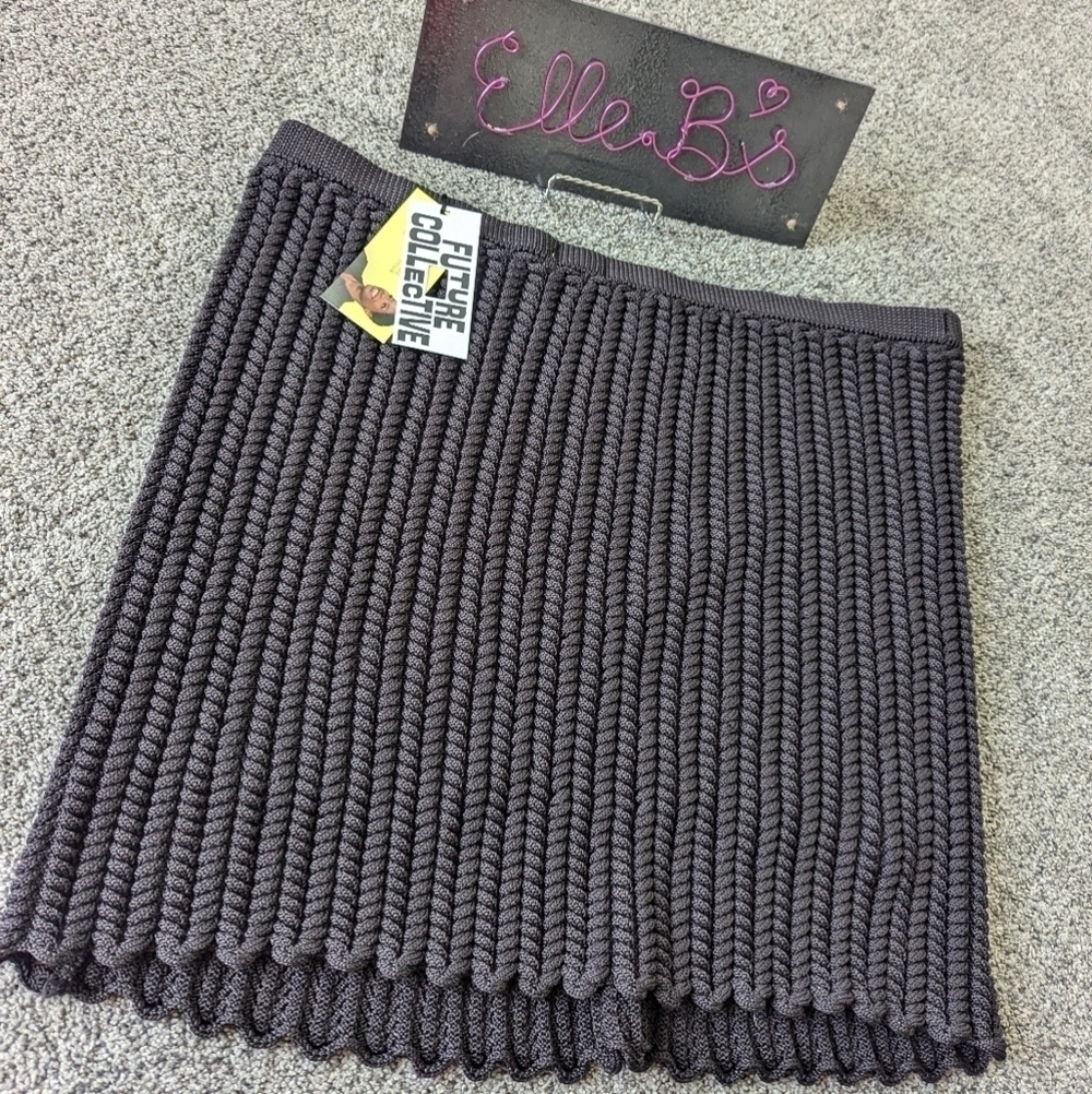 NWT Future Collective Black/Dark Brown Sweater Skirt XXS, L - Picture 5 of 10